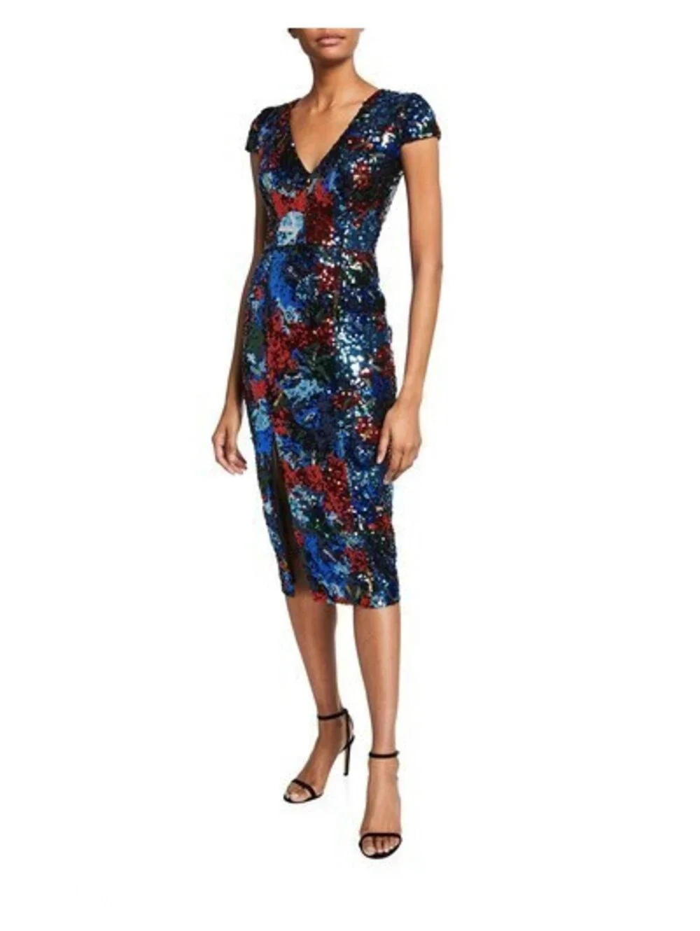NWT, Dress the Population Elin Sequin Dress in Multi Size M #MD2579